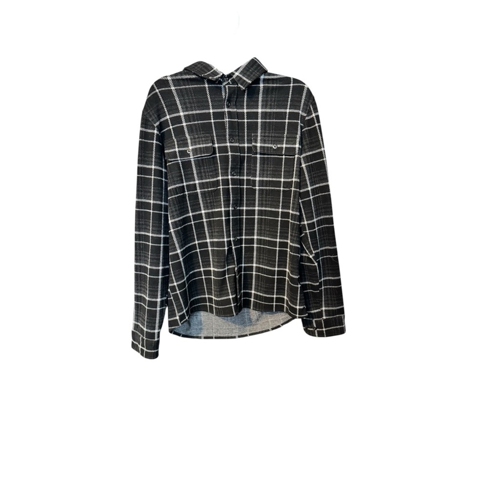 7 Diamonds Shirt Mens Size M Black and White Plaid Button-Up Top Soft Flannel - Picture 4 of 9